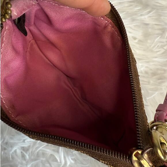 y2k COACH Pink Brown Signature Wristlet - Picture 8 of 9